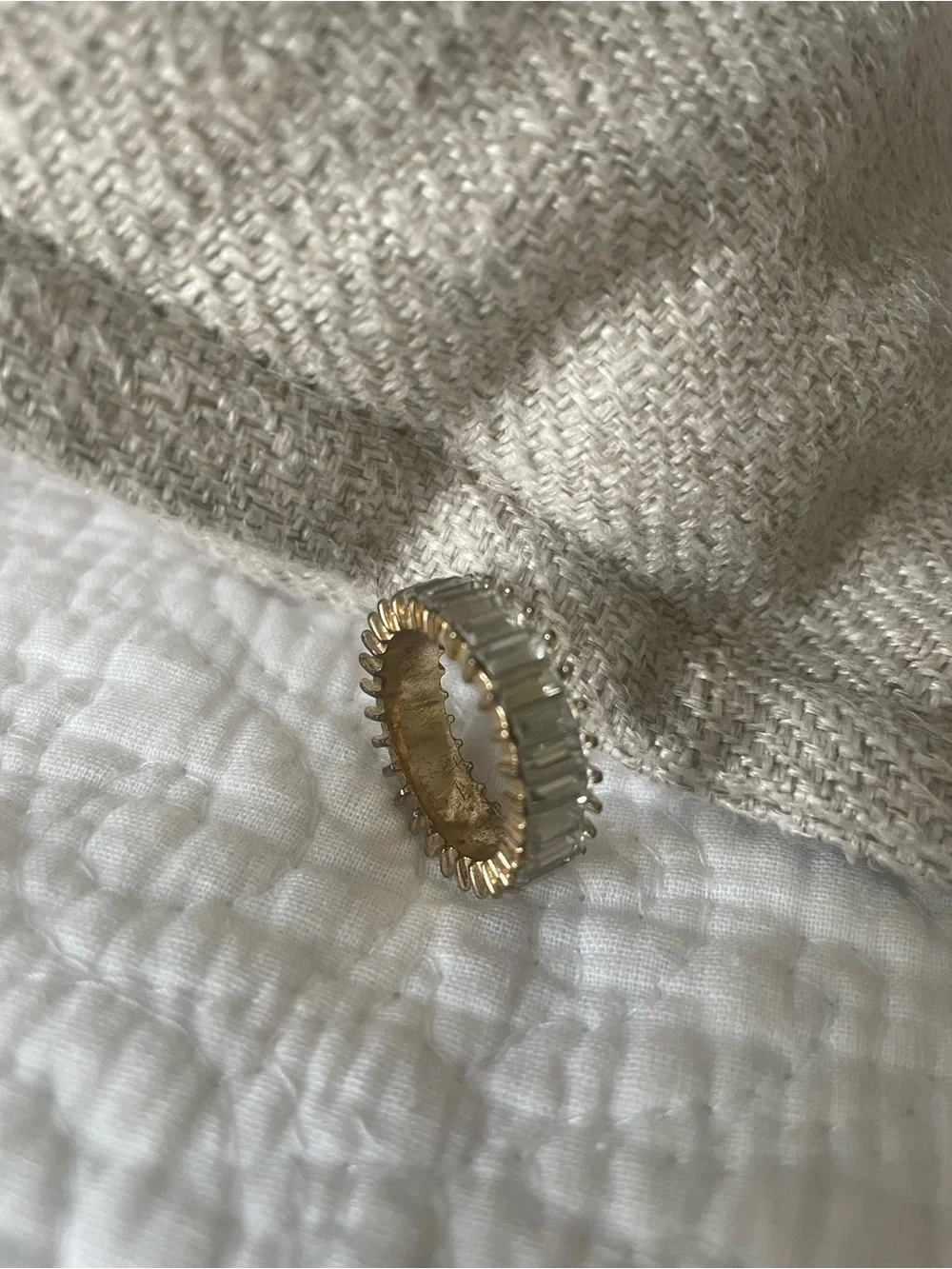 Gold Colored Crystal Baguette Ring - Women Jewelry